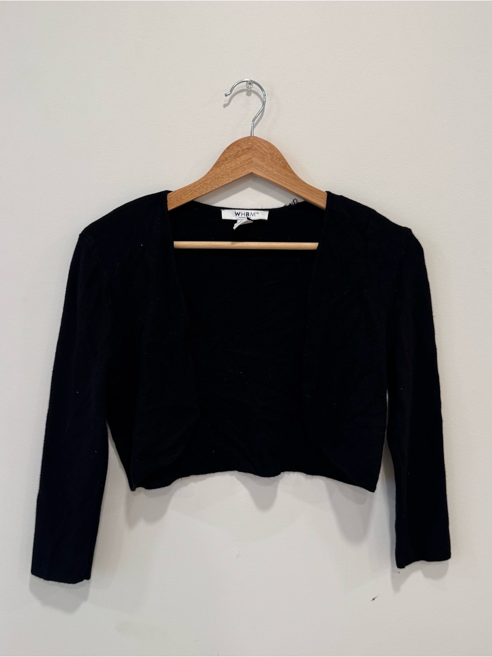 WHBM (White House black market) Black cropped cardigan